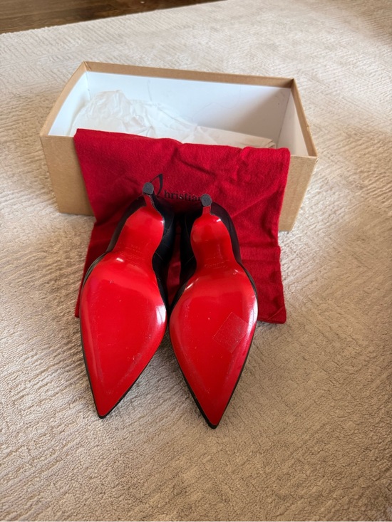 Christian Louboutin Shoes - Christian Louboutin Black Leather Pointed Toe Pumps with Red Soles